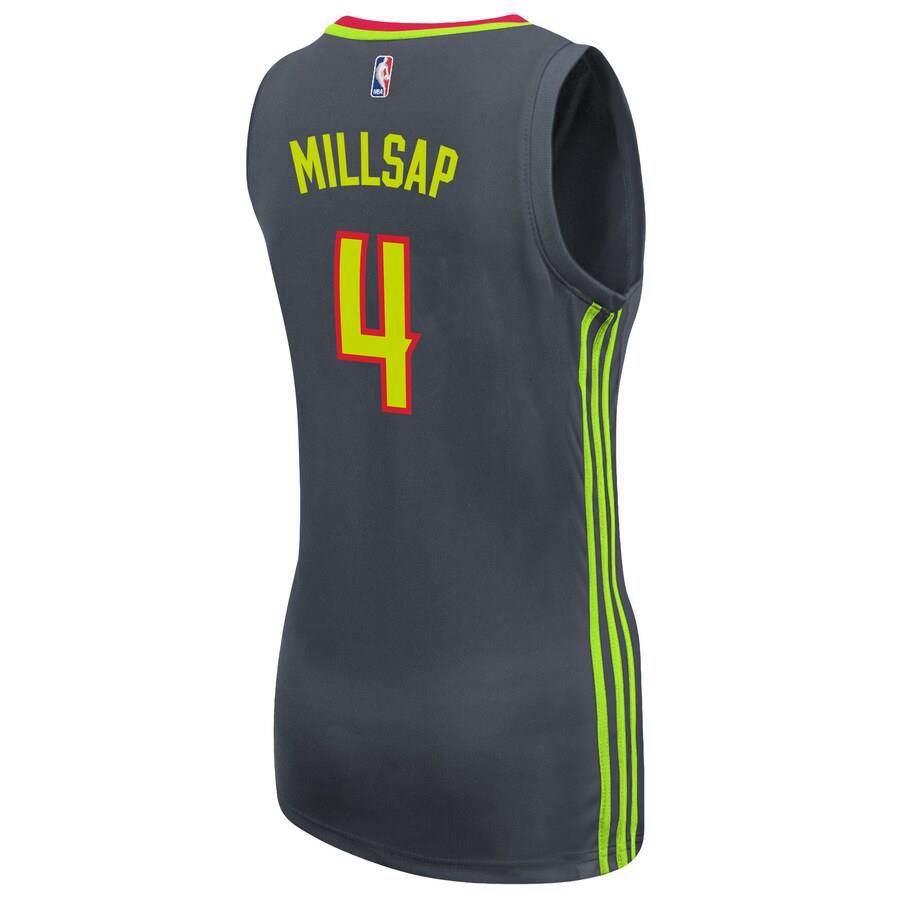 Atlanta Hawks Paul Millsap Adidas Replica Road Jersey Womens - Dark Grey | Ireland E7358S9